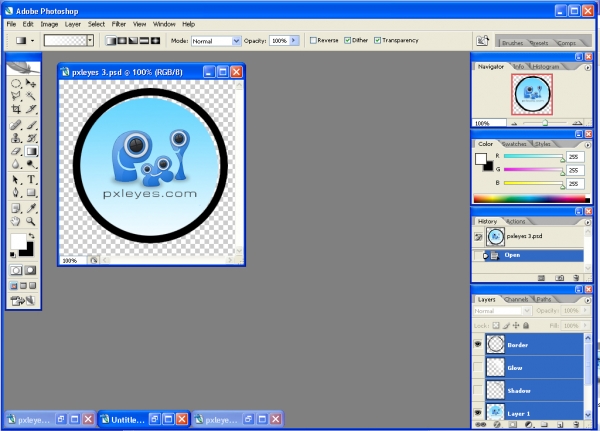 Creation of 3D pxleyes.com Icon: Step 3